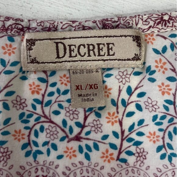 Decree Floral Print Top Womens XL Boho Casual - Picture 6 of 8